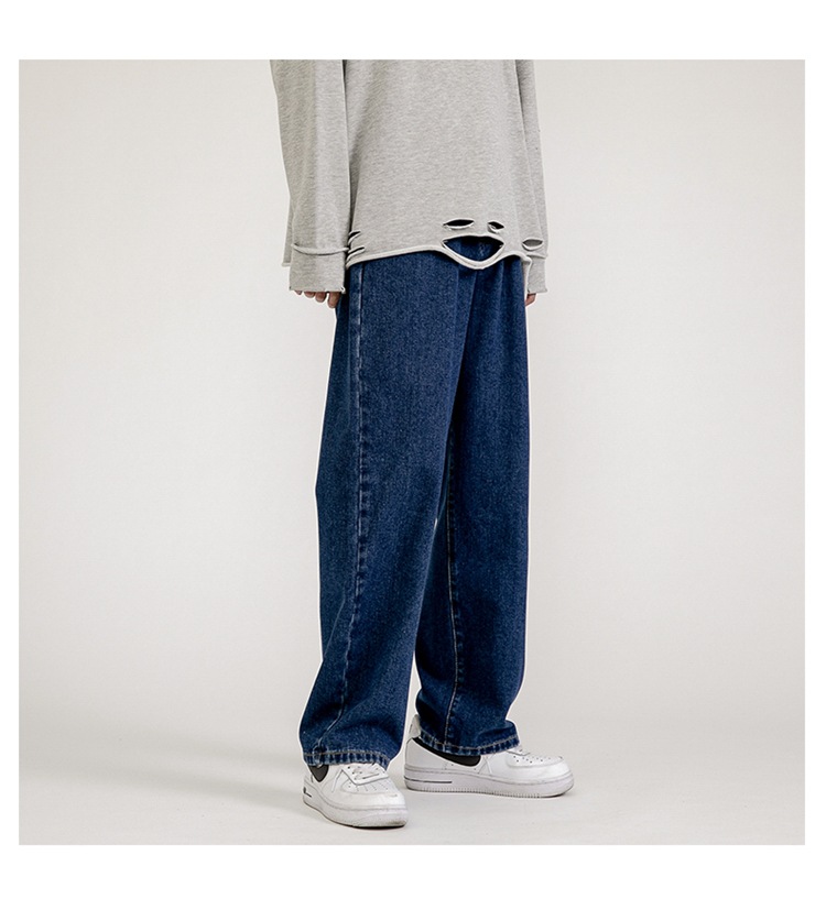 Lktm Men's# Spring Black Jeans Men's Ins Loose Straight Wide Leg Daddy Pants Fashion Brand Cropped Trousers