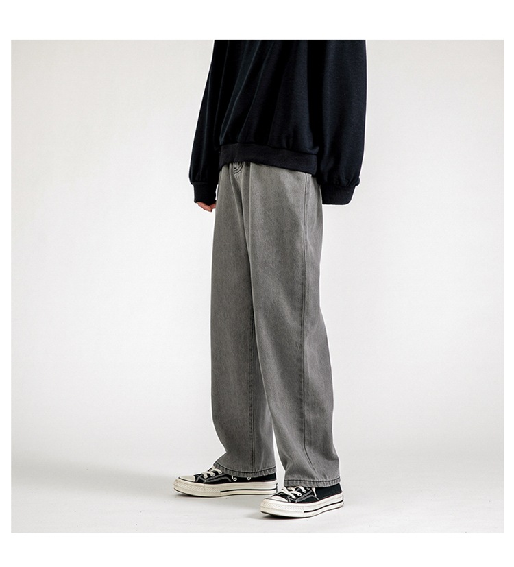 Lktm Men's# Spring Black Jeans Men's Ins Loose Straight Wide Leg Daddy Pants Fashion Brand Cropped Trousers