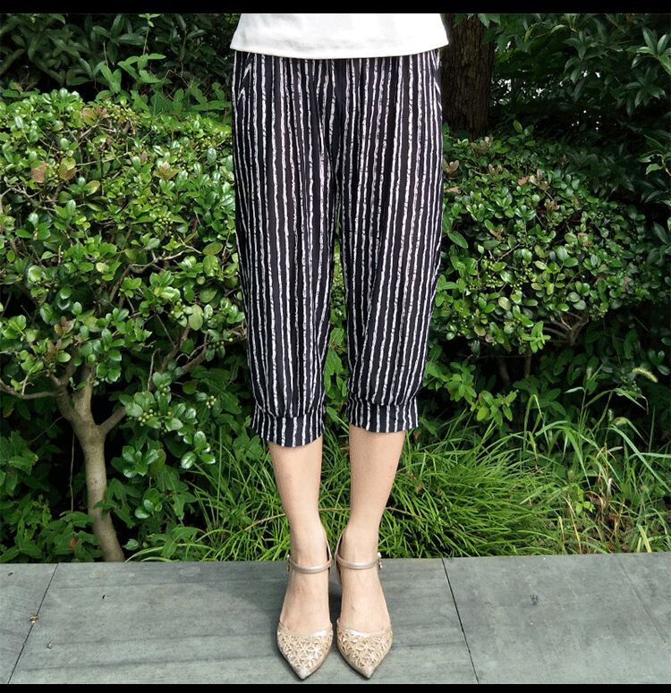 Summer Viscose Fiber Mother Pants Middle-aged Loose and Plus-sized Leggings Soft Breathable Cropped Trousers Factory Direct Sales