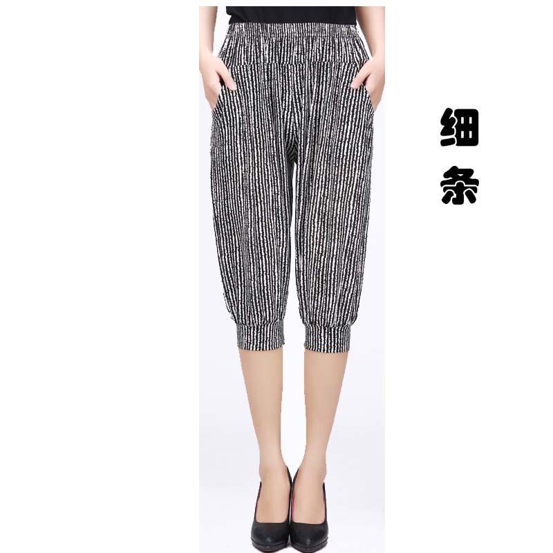 Summer Viscose Fiber Mother Pants Middle-aged Loose and Plus-sized Leggings Soft Breathable Cropped Trousers Factory Direct Sales