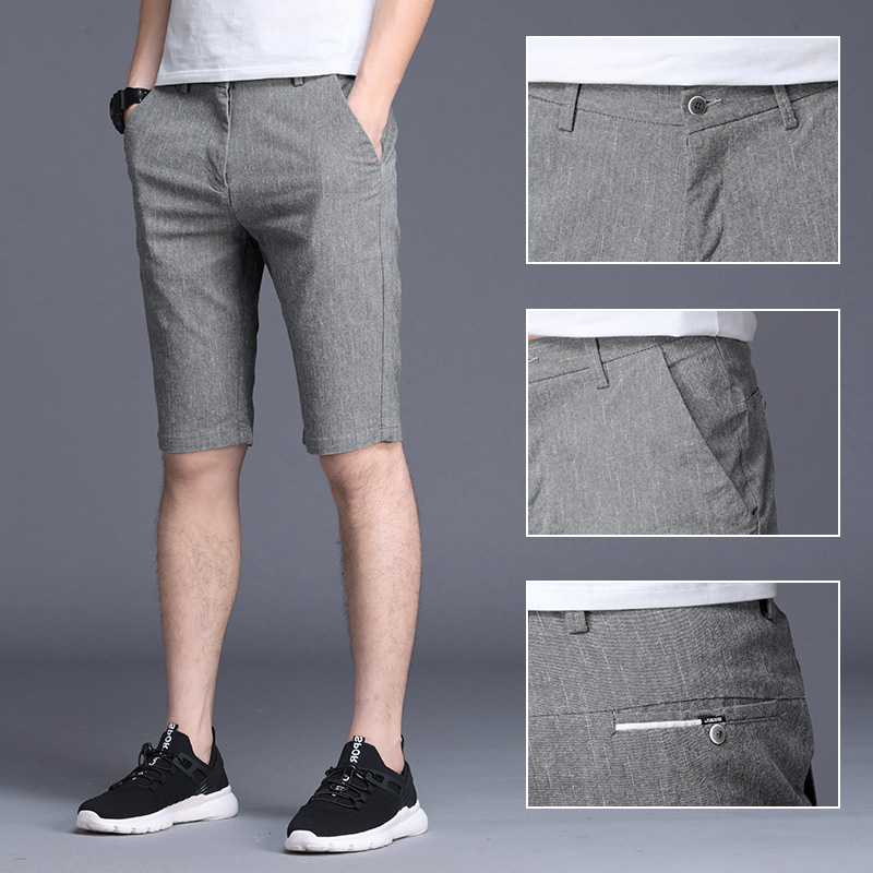 Thin Shorts Men&#039;s Summer Korean-Style Slim-Fit Cropped Pants Trendy Cropped Trousers Men&#039;s Casual Short Pants