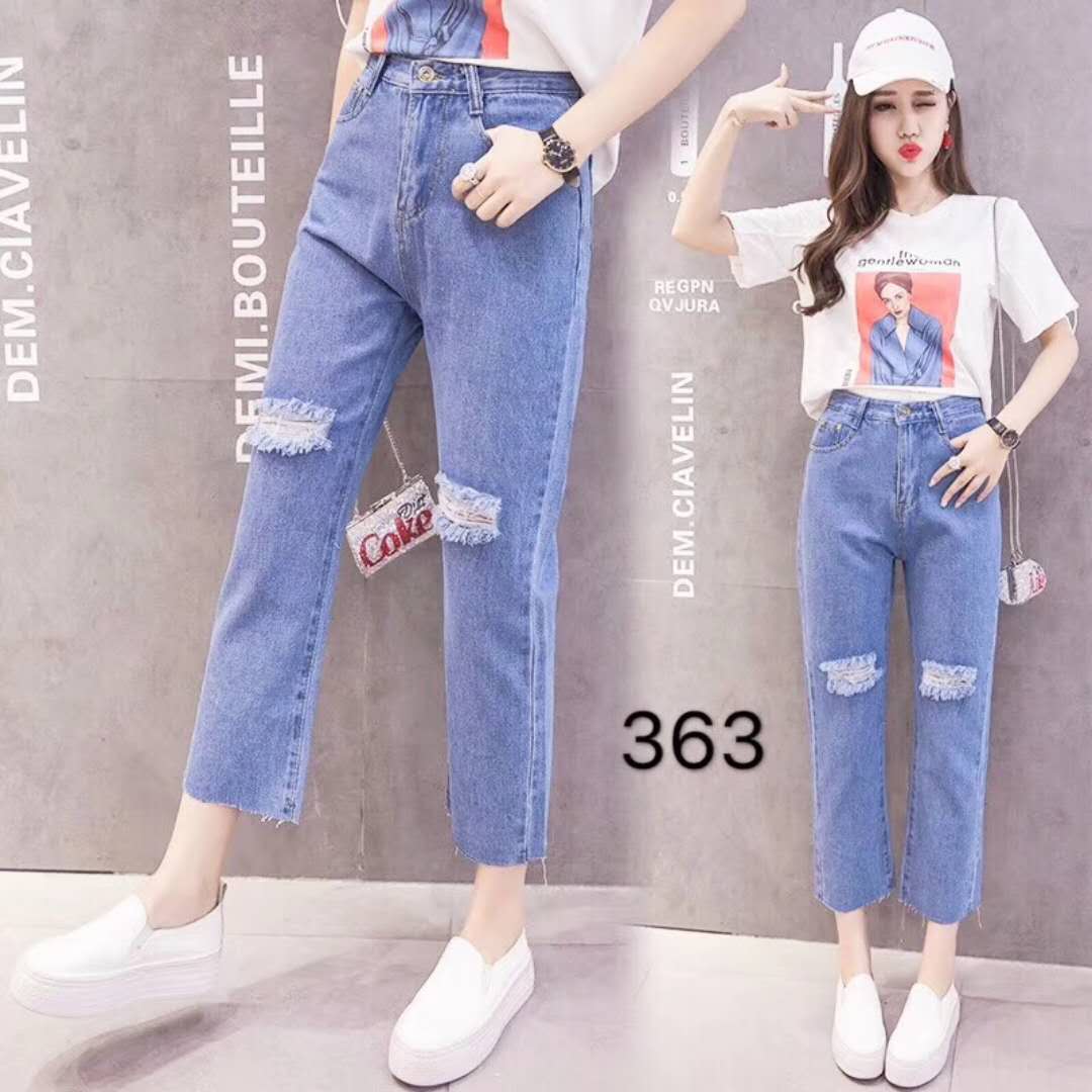 High waist wide leg jeans new style baggy slim cropped trousers with flared horns and wide legs