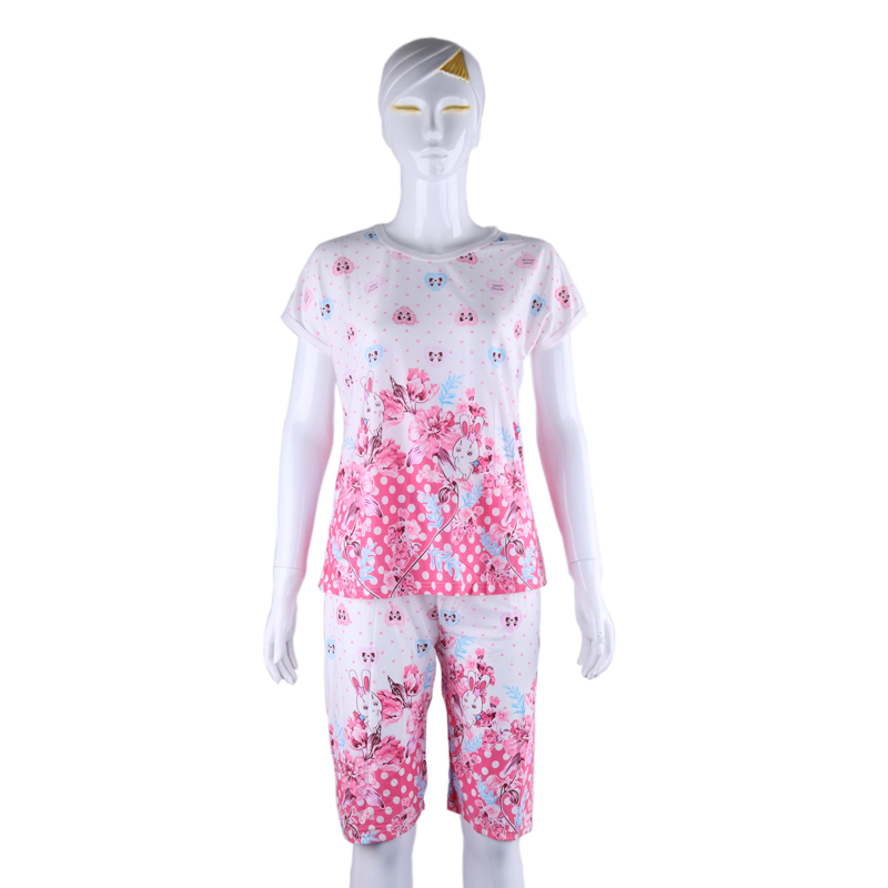 New woven cotton in spring and summer flowers lovely and elegant ladies cropped trousers clothing suits