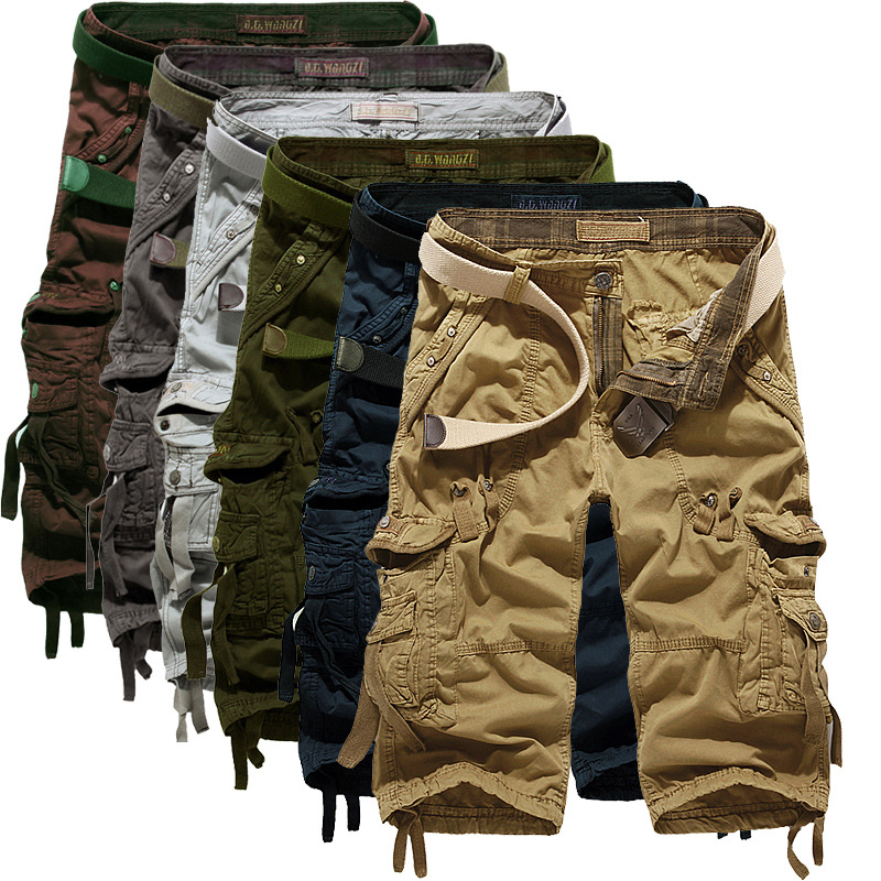 Wholesale Cropped Trousers for Men Overalls Trendy Men&#039;s Washed Overalls 7 Pants 5820