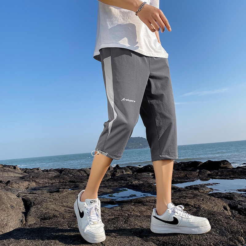 Shorts Men&#039;s Summer 2021 New Outdoor Korean Style Loose Beach Shorts Thin Casual Cropped Trousers for Men