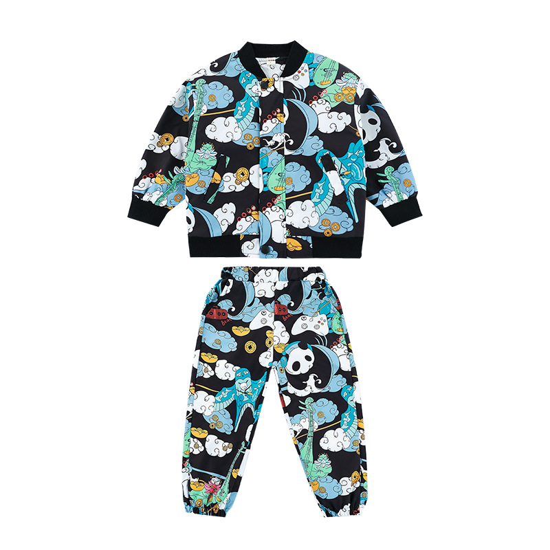 Boys&#039; Trendy Jacket Suit 2021 Autumn New Children&#039;s Wear Sports Fashionable Children Spring and Autumn Two-Piece Suit