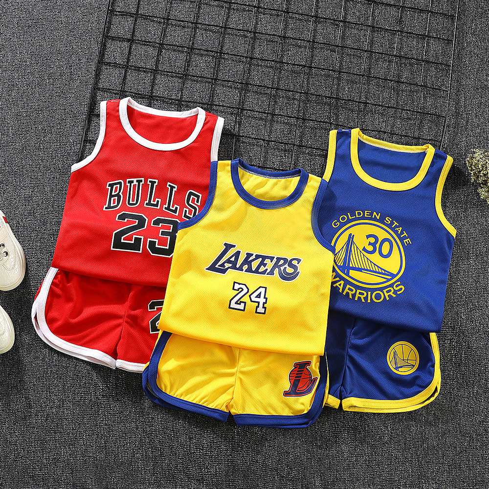 Summer Casual Sports Short Sleeved Shorts Suit Boys and Girls Basketball Wear Summer Primary School Performance Clothing