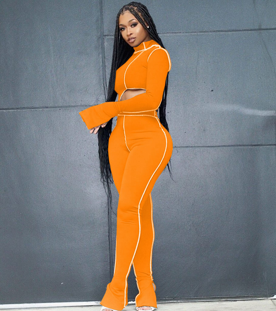 M2053 Crossborder Fashion Women's Wear Aliexpress Autumn New Women's Wear Personality Line Slimming sports suit M2053 Crossborder Fashion Women's Wear Aliexpress Autumn New Women's Wear Personality Line Slimming sports suit