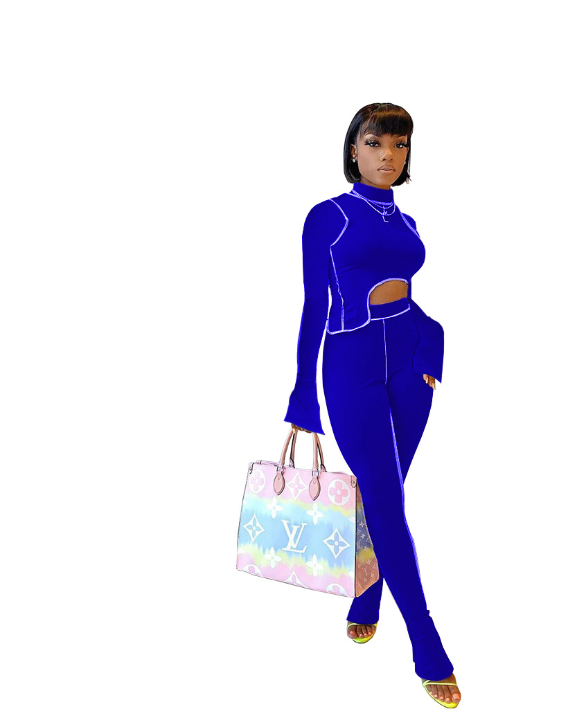 M2053 Crossborder Fashion Women's Wear Aliexpress Autumn New Women's Wear Personality Line Slimming sports suit M2053 Crossborder Fashion Women's Wear Aliexpress Autumn New Women's Wear Personality Line Slimming sports suit