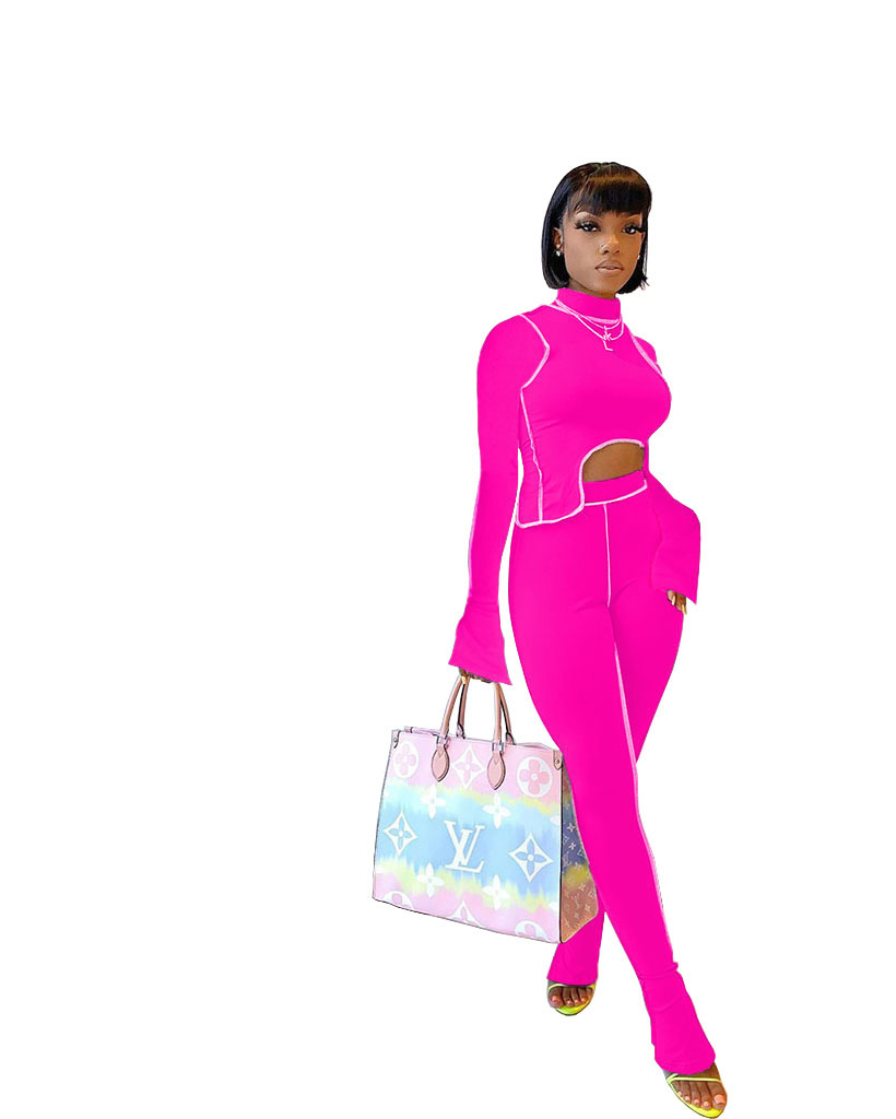M2053 Crossborder Fashion Women's Wear Aliexpress Autumn New Women's Wear Personality Line Slimming sports suit M2053 Crossborder Fashion Women's Wear Aliexpress Autumn New Women's Wear Personality Line Slimming sports suit