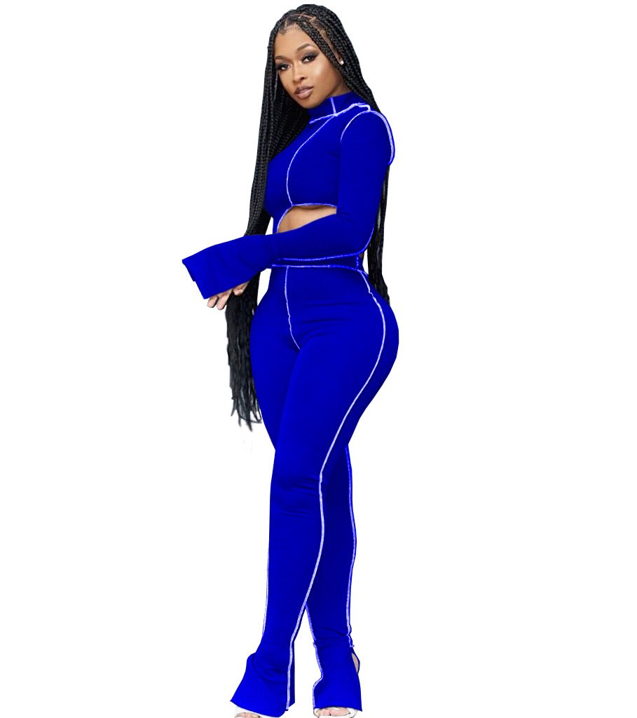 M2053 Crossborder Fashion Women's Wear Aliexpress Autumn New Women's Wear Personality Line Slimming sports suit M2053 Crossborder Fashion Women's Wear Aliexpress Autumn New Women's Wear Personality Line Slimming sports suit