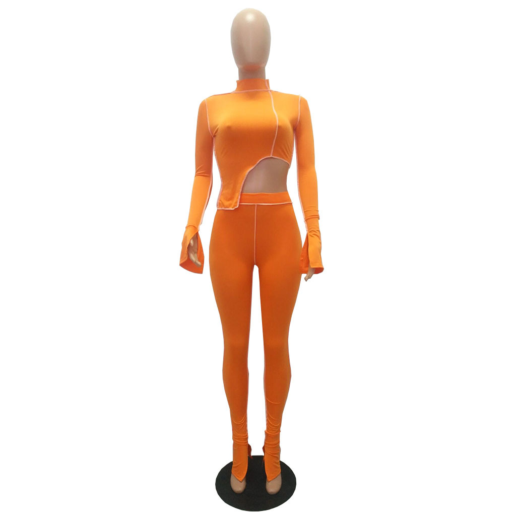M2053 Crossborder Fashion Women's Wear Aliexpress Autumn New Women's Wear Personality Line Slimming sports suit M2053 Crossborder Fashion Women's Wear Aliexpress Autumn New Women's Wear Personality Line Slimming sports suit