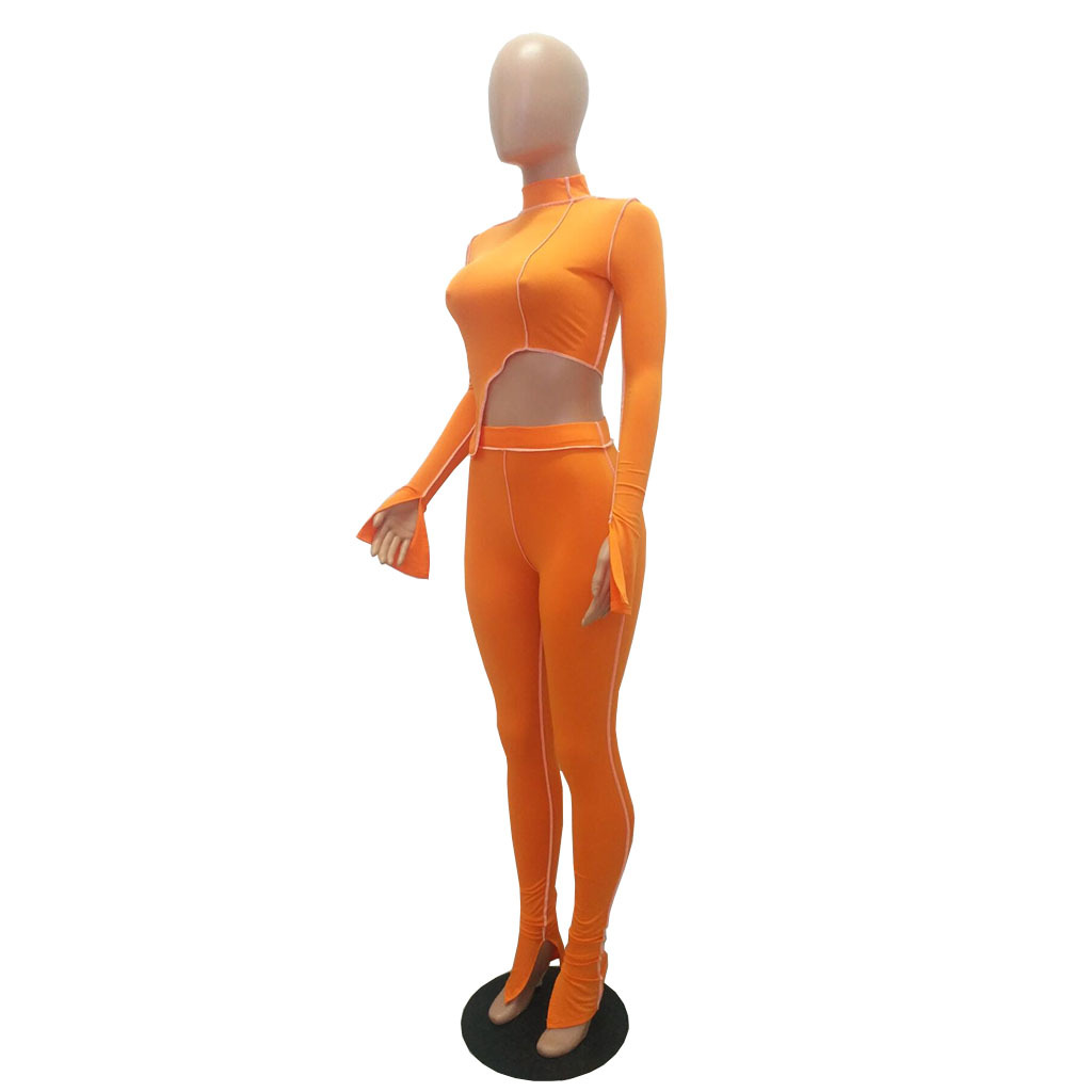 M2053 Crossborder Fashion Women's Wear Aliexpress Autumn New Women's Wear Personality Line Slimming sports suit M2053 Crossborder Fashion Women's Wear Aliexpress Autumn New Women's Wear Personality Line Slimming sports suit