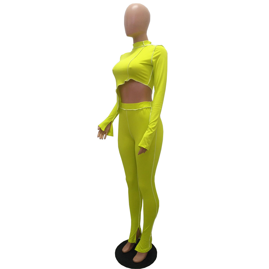M2053 Crossborder Fashion Women's Wear Aliexpress Autumn New Women's Wear Personality Line Slimming sports suit M2053 Crossborder Fashion Women's Wear Aliexpress Autumn New Women's Wear Personality Line Slimming sports suit