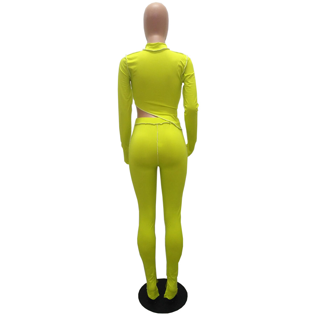 M2053 Crossborder Fashion Women's Wear Aliexpress Autumn New Women's Wear Personality Line Slimming sports suit M2053 Crossborder Fashion Women's Wear Aliexpress Autumn New Women's Wear Personality Line Slimming sports suit