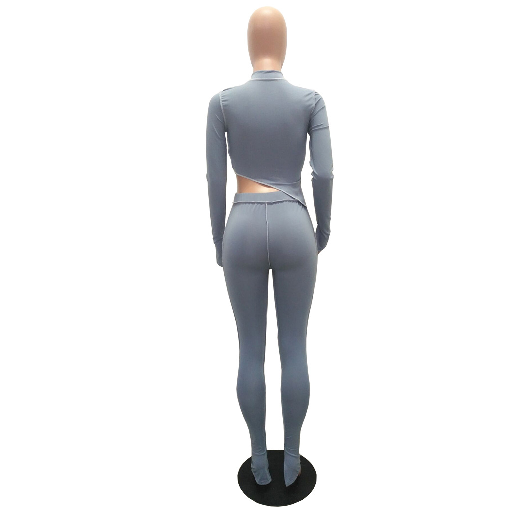M2053 Crossborder Fashion Women's Wear Aliexpress Autumn New Women's Wear Personality Line Slimming sports suit M2053 Crossborder Fashion Women's Wear Aliexpress Autumn New Women's Wear Personality Line Slimming sports suit