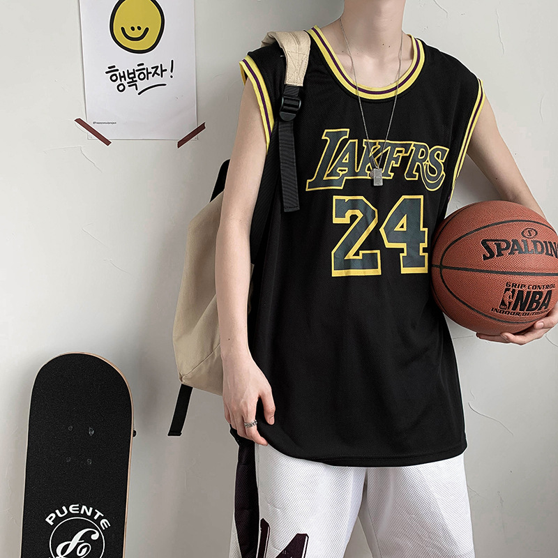 Brand Short Sleeve Tshirt Vest Men&#039;s Loose Student Sports Basketball Jersey Outer Wear Waistcoat Sleeveless Tshirt