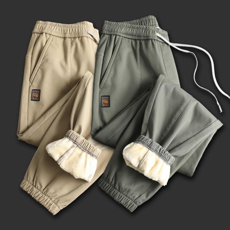Haining Men&#039;s Winter Fleece-Lined Thickened Casual Pants Youth Cotton Pants Outer Wear Ankle-Tied Sports Boys&#039; Sweatpants Autumn and Winter