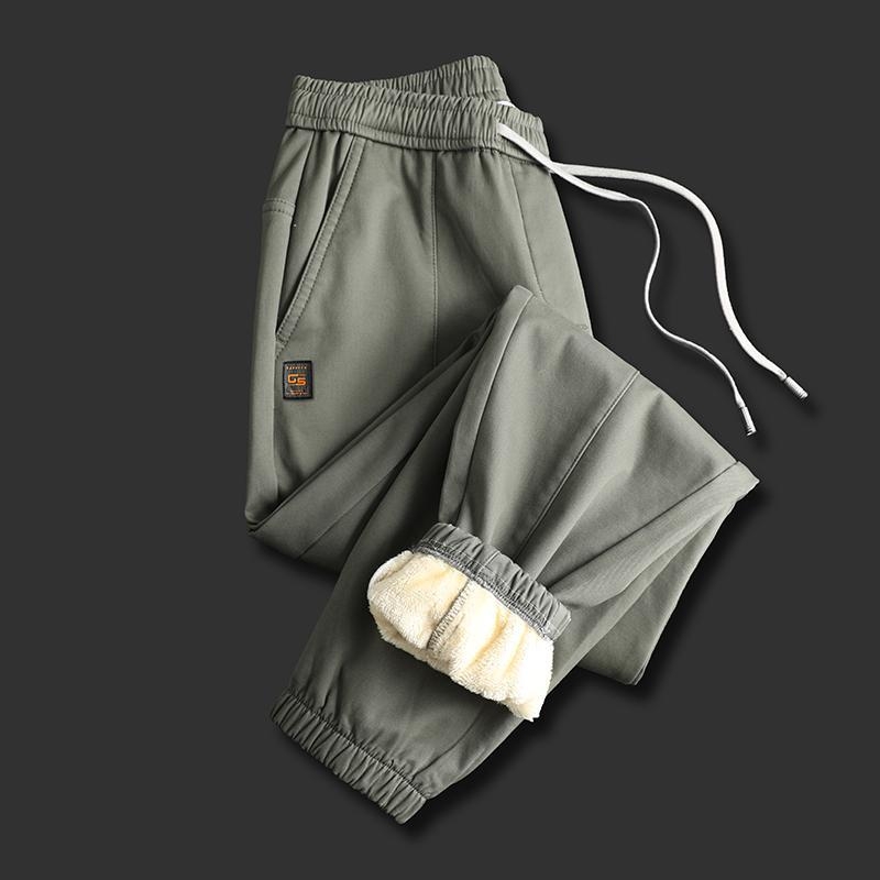 Haining Men&#039;s Winter Fleece-Lined Thickened Casual Pants Youth Cotton Pants Outer Wear Ankle-Tied Sports Boys&#039; Sweatpants Autumn and Winter