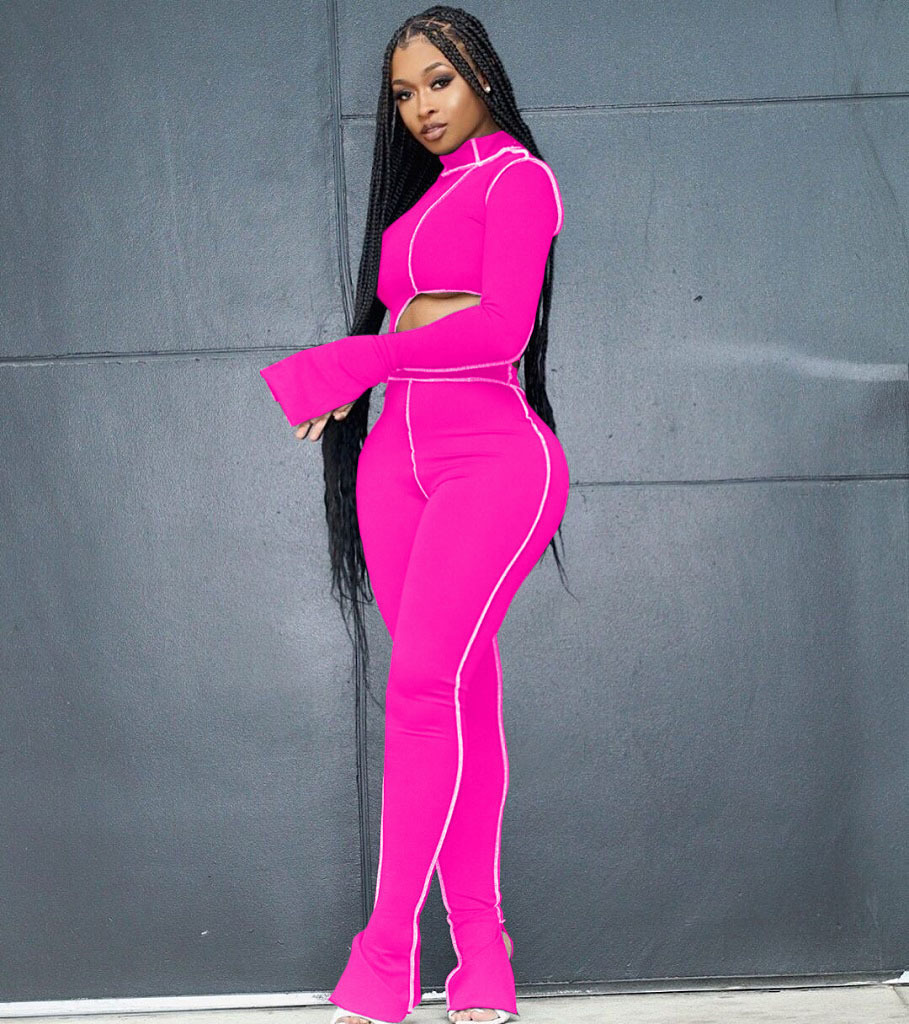 M2053 Crossborder fashion women's wear Aliexpress autumn new women's wear personality line slimming sports suit M2053 Crossborder fashion women's wear Aliexpress autumn new women's wear personality line slimming sports suit