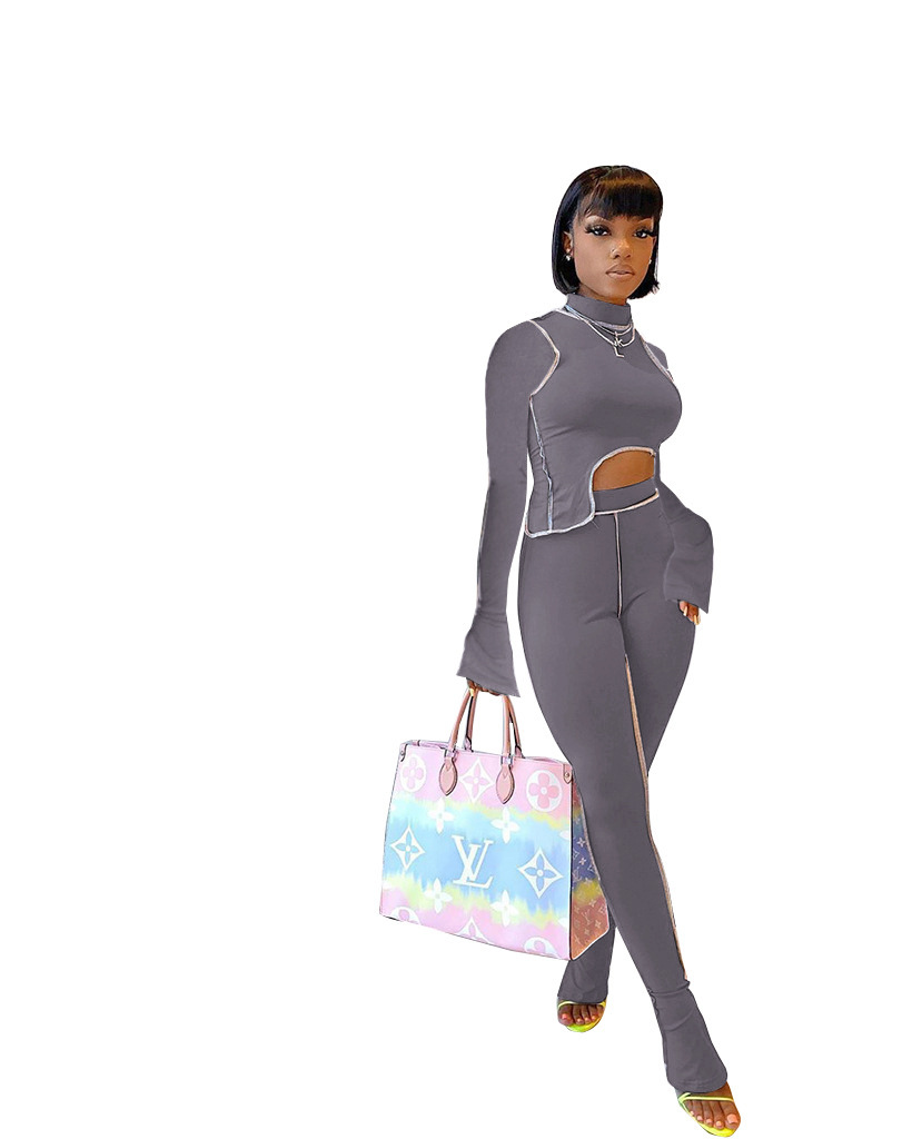 M2053 Crossborder fashion women's wear Aliexpress autumn new women's wear personality line slimming sports suit M2053 Crossborder fashion women's wear Aliexpress autumn new women's wear personality line slimming sports suit