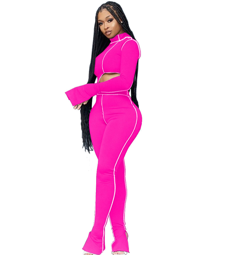 M2053 Crossborder fashion women's wear Aliexpress autumn new women's wear personality line slimming sports suit M2053 Crossborder fashion women's wear Aliexpress autumn new women's wear personality line slimming sports suit