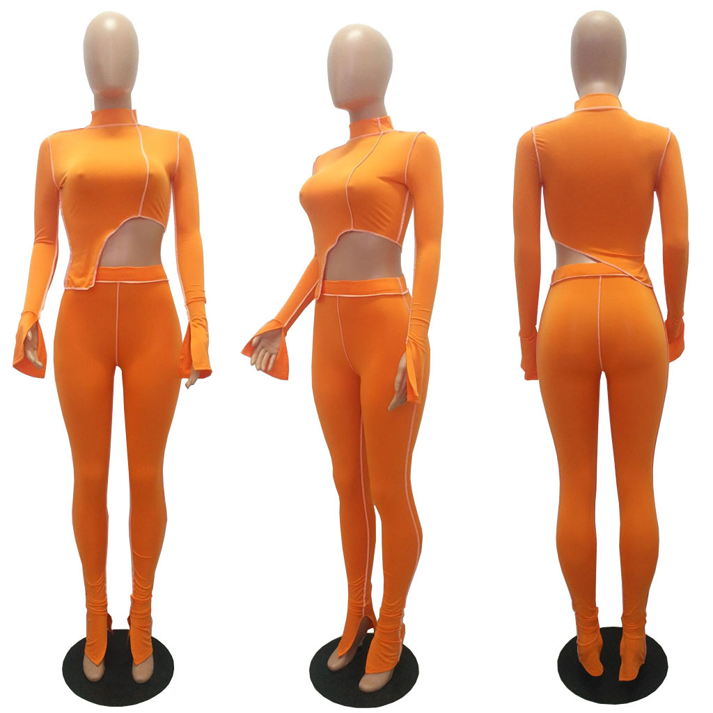 M2053 Crossborder fashion women's wear Aliexpress autumn new women's wear personality line slimming sports suit M2053 Crossborder fashion women's wear Aliexpress autumn new women's wear personality line slimming sports suit