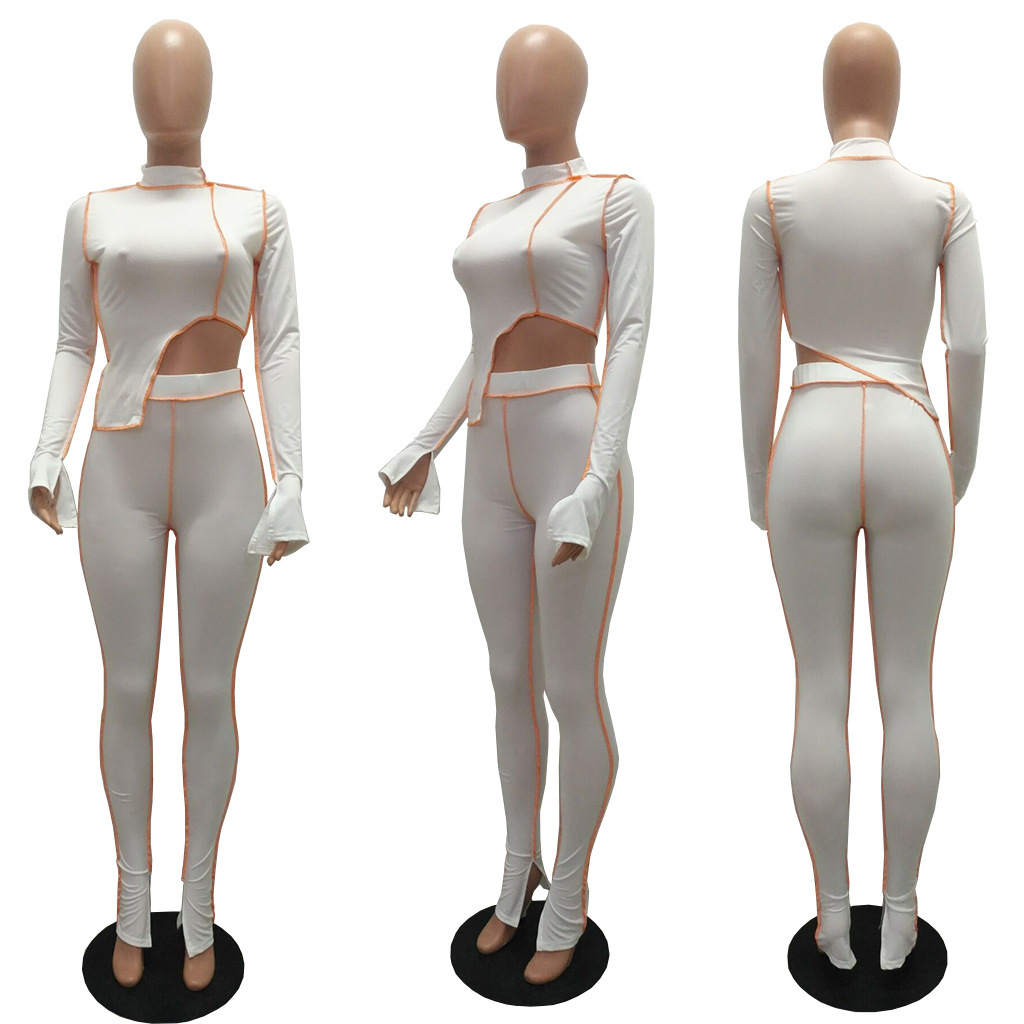 M2053 Crossborder fashion women's wear Aliexpress autumn new women's wear personality line slimming sports suit M2053 Crossborder fashion women's wear Aliexpress autumn new women's wear personality line slimming sports suit