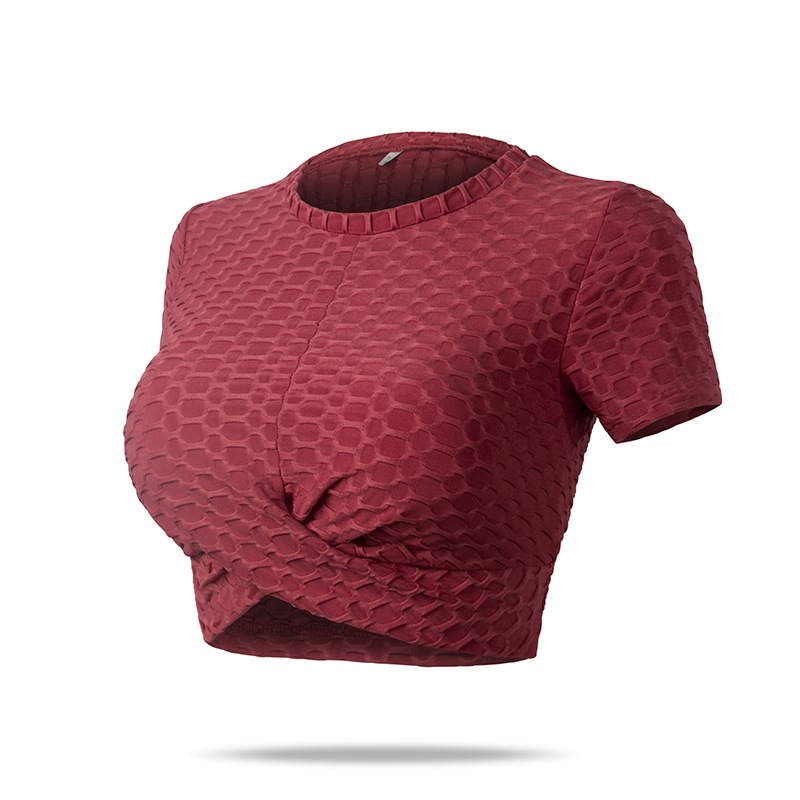 Yoga Clothes Women&#039;s Quick-Drying Running Fitness Short Sleeve Slim Fit Slimming Yoga Exercise Top Tight Stretch Yoga Short Sleeve