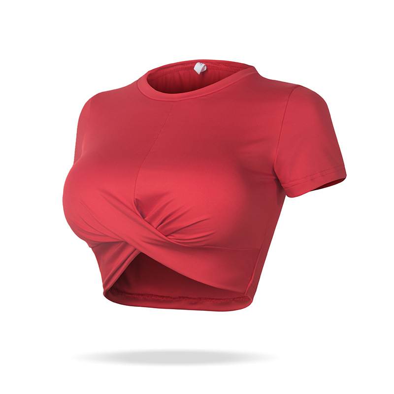 Yoga Clothes Women's Quick-Drying Running Fitness Short Sleeve Slim Fit Slimming Yoga Exercise Top Tight Stretch Yoga Short Sleeve