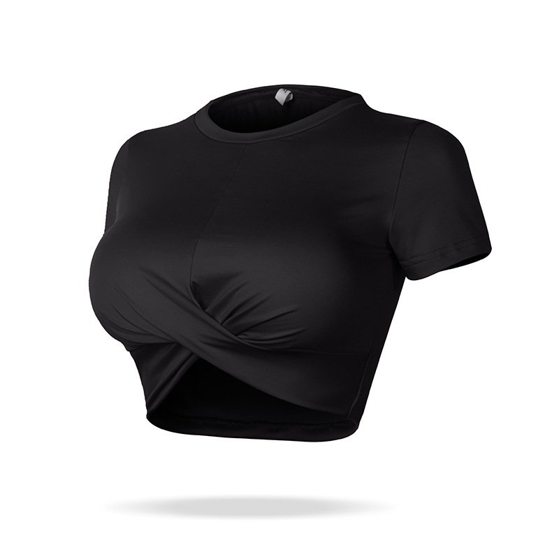 Yoga Clothes Women's Quick-Drying Running Fitness Short Sleeve Slim Fit Slimming Yoga Exercise Top Tight Stretch Yoga Short Sleeve