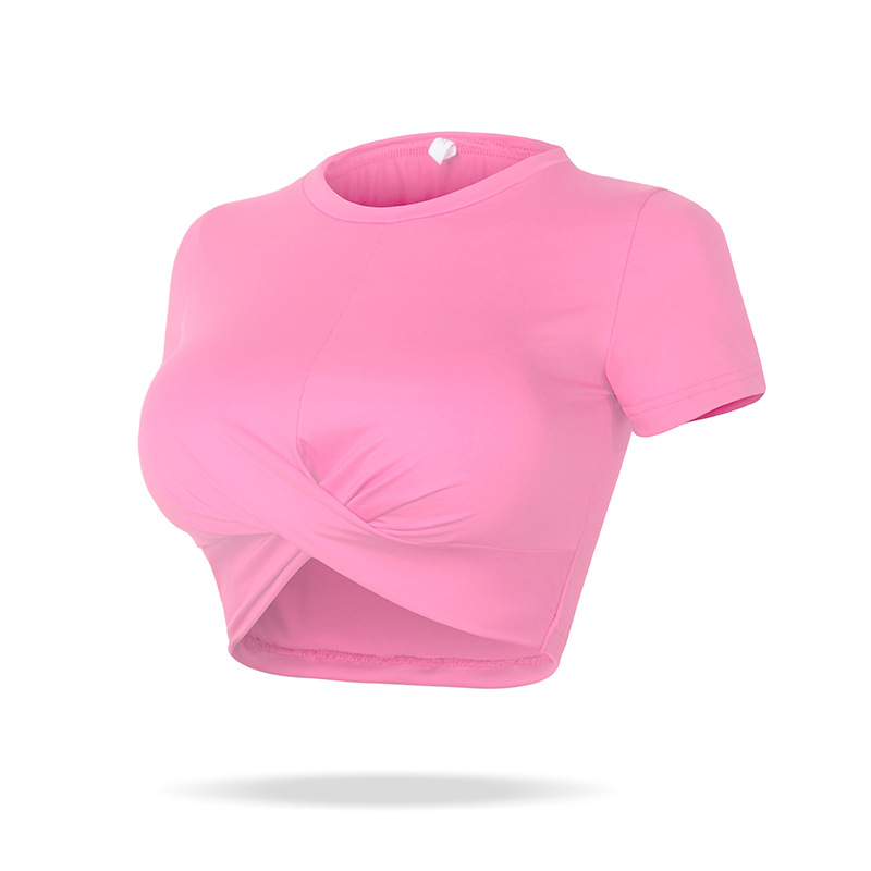 Yoga Clothes Women's Quick-Drying Running Fitness Short Sleeve Slim Fit Slimming Yoga Exercise Top Tight Stretch Yoga Short Sleeve