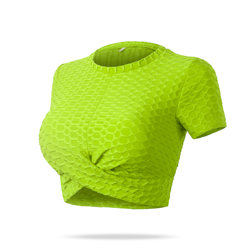 Yoga Clothes Women's Quick-Drying Running Fitness Short Sleeve Slim Fit Slimming Yoga Exercise Top Tight Stretch Yoga Short Sleeve