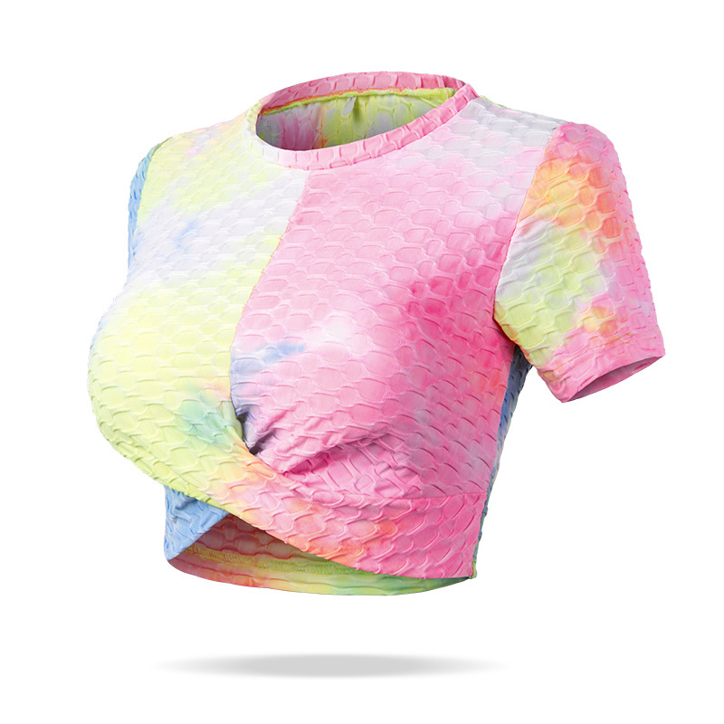 Yoga Clothes Women's Quick-Drying Running Fitness Short Sleeve Slim Fit Slimming Yoga Exercise Top Tight Stretch Yoga Short Sleeve