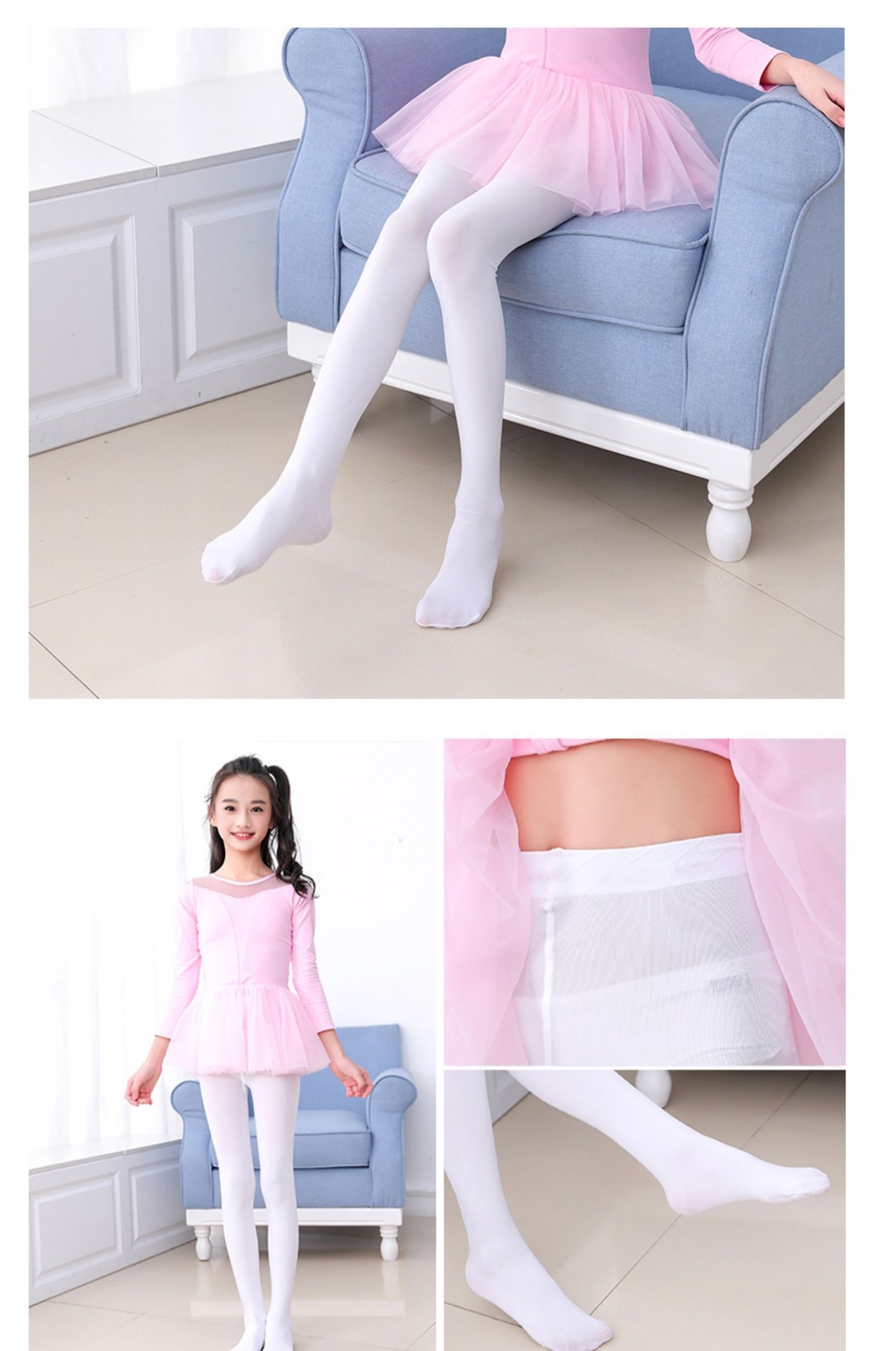 White Girls Dance Socks Children's Romper Solid Color Coaster Spring and Autumn Thin Stockings Summer Dancing Grading Leggings White Girls Dance Socks Children's Romper Solid Color Coaster Spring and Autumn Thin Stockings Summer Dancing Grading Leggings
