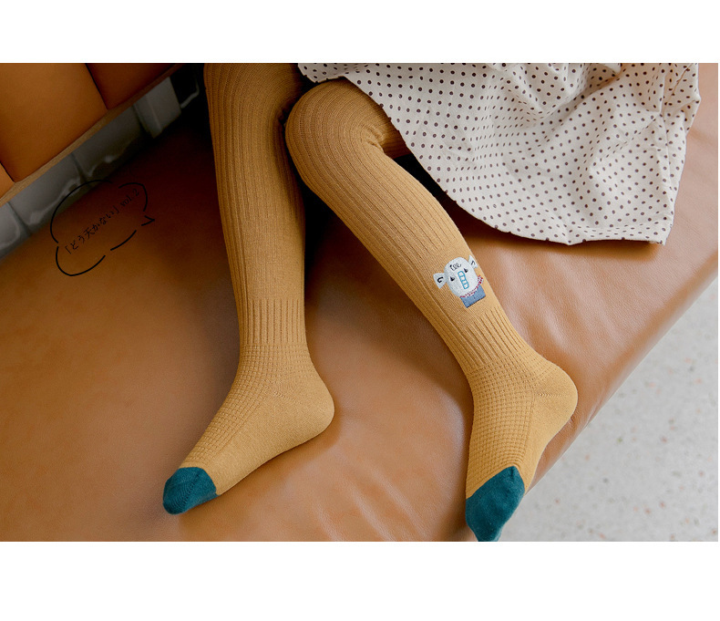 Spring and Autumn 2020 new children's pantyhose knitted girl's socks cartoon embroidered baby leggings manufacturer wholesale