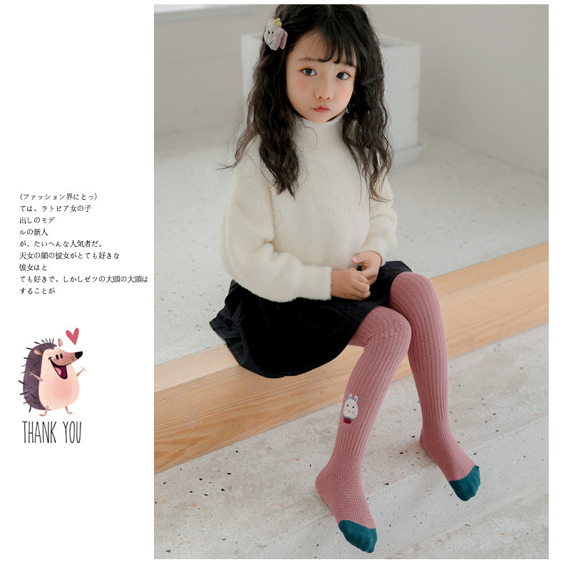 Spring and Autumn 2020 new children's pantyhose knitted girl's socks cartoon embroidered baby leggings manufacturer wholesale