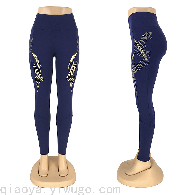 Factory New Yoga Pants Design Color Offset Printing Cropped Pants Tight High Waist Leggings Exercise Workout Pants Women