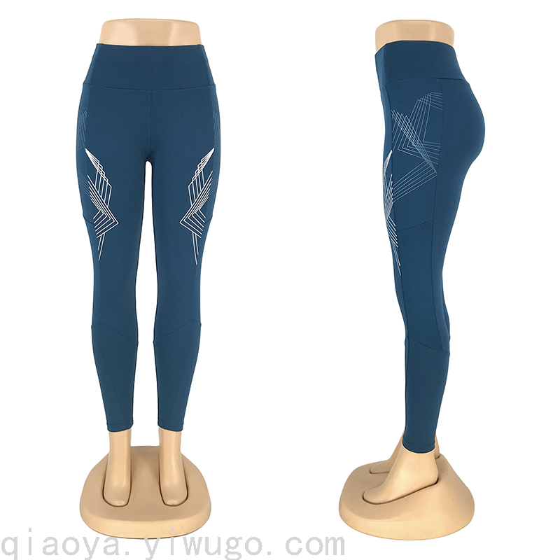 Factory New Yoga Pants Design Color Offset Printing Cropped Pants Tight High Waist Leggings Exercise Workout Pants Women