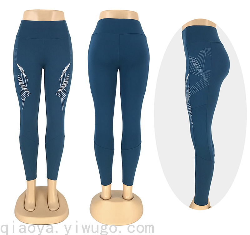 Factory New Yoga Pants Design Color Offset Printing Cropped Pants Tight High Waist Leggings Exercise Workout Pants Women