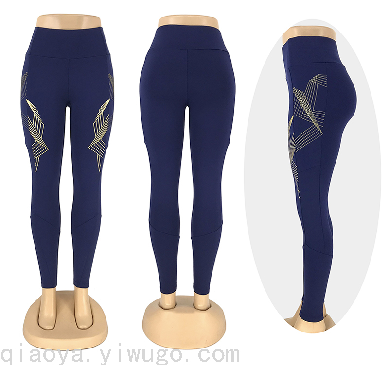 Factory New Yoga Pants Design Color Offset Printing Cropped Pants Tight High Waist Leggings Exercise Workout Pants Women