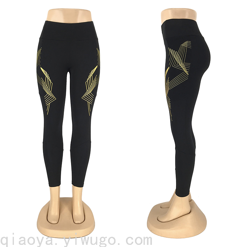 Factory New Yoga Pants Design Color Offset Printing Cropped Pants Tight High Waist Leggings Exercise Workout Pants Women