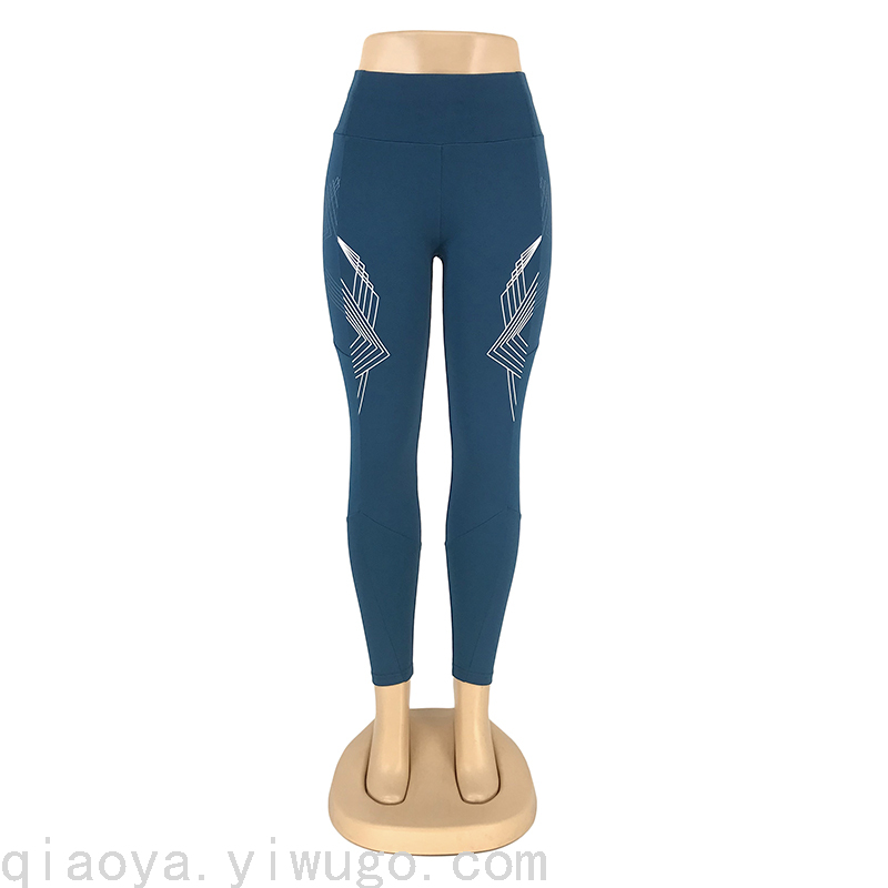 Factory New Yoga Pants Design Color Offset Printing Cropped Pants Tight High Waist Leggings Exercise Workout Pants Women