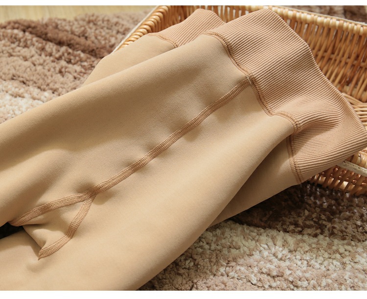 300G Winter Velvet Padded Leggings Women's High Waist Slim Fit Superb Fleshcolor Pantynose Pantyhose Fake Transparent Warm Leggings