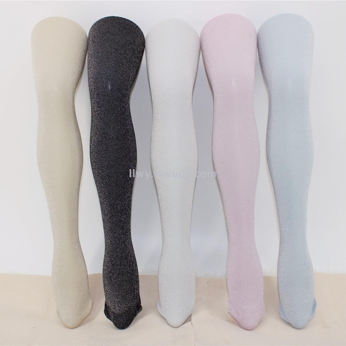 Girls' bright silk stockings silver dance leggings fashion sliver luminescent silk leggings nylon core-covered pantyhose