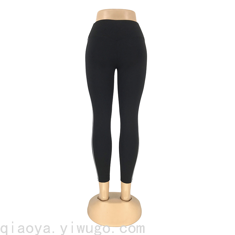 Laser Color Offset Printing Yoga Pants Women &#039;S High Waist Leggings Skinny Running Sports Pants Cropped Pants Fitness