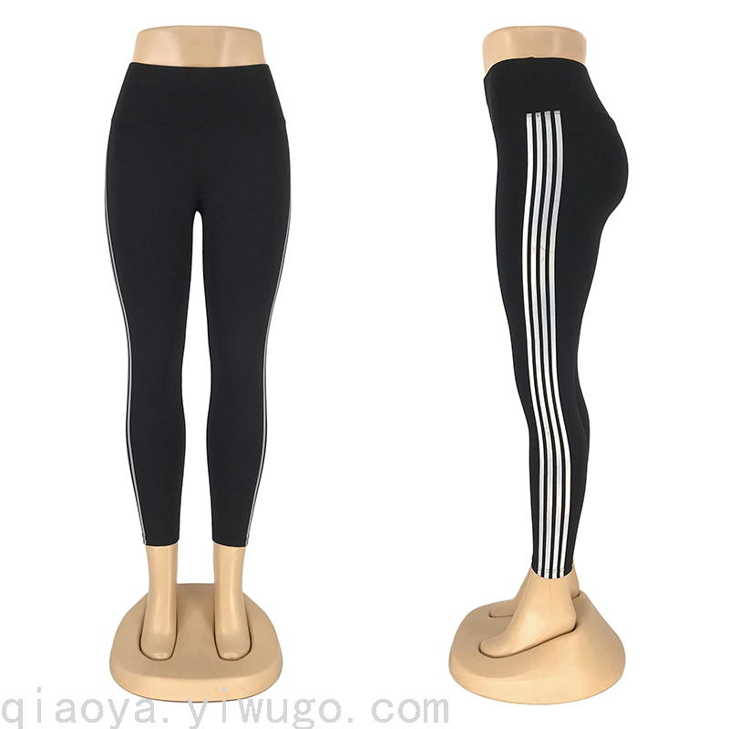 Laser Color Offset Printing Yoga Pants Women &#039;S High Waist Leggings Skinny Running Sports Pants Cropped Pants Fitness