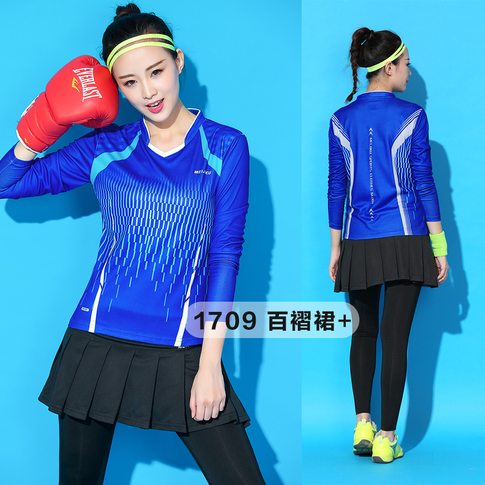 New Quick Dry Table Tennis Autumn and Winter Badminton Clothing Long Sleeve Trousers Suit Women&#039;s Sports False-Two-Piece Skirted Leggings Quick Drying Clothes