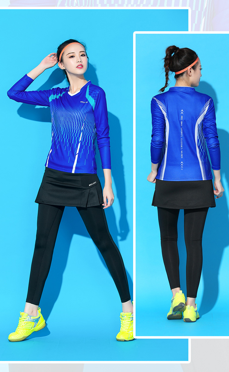 New Quick Dry Table Tennis Autumn and Winter Badminton Clothing Long Sleeve Trousers Suit Women's Sports False-Two-Piece Skirted Leggings Quick Drying Clothes