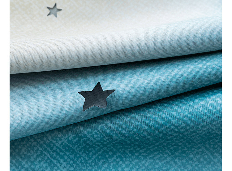 Celebrity Ins Style Bedroom Curtain Gradient Striped Shading Hollow Star Princess Curtain Cloth Finished Children